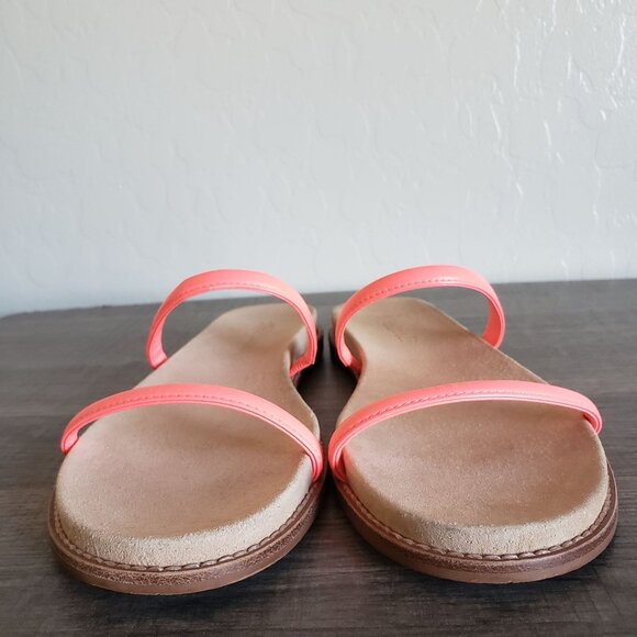 Madewell Bare Leather Slide Sandals Electric Pink Size Women's 7.5 Neon Slip-On - Picture 4 of 10